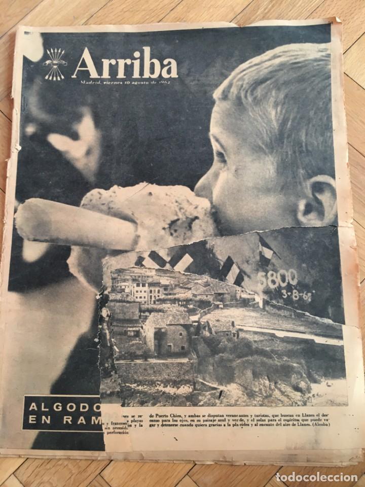 Coleccionismo de Revistas y Peri&oacute;dicos: ARRIBA (10-8-62) RIAS BAJAS REDONDELA SAN SIMON VIGO LLANES ASTURIAS REAL MADRID