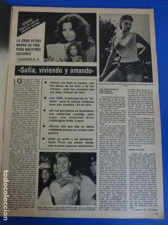 Coleccionismo de Revistas y Peri&oacute;dicos: RECORTE REPORTAJE CLIPPING DE SOFIA LOREN CAPITULO X REVISTA SEMANA N&ordm; 2055 PAG 21-23