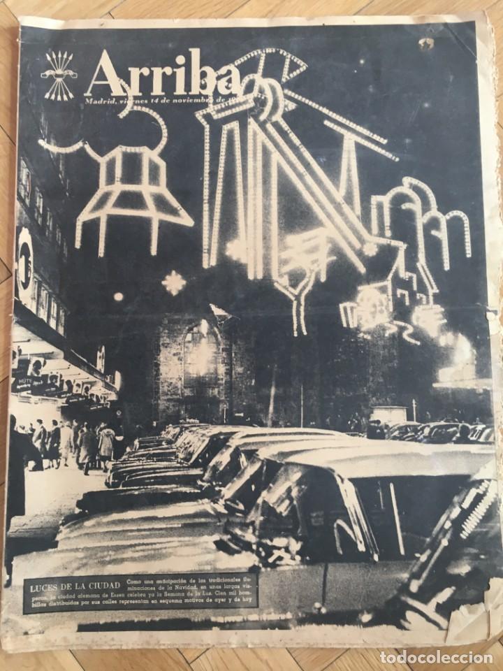Coleccionismo de revistas y peri&oacute;dicos: ARRIBA(14 -11-58) ESSEN CASTILLO DE SAN ANTON LA CORU&Ntilde;A GALLINA BLANCA R. MADRID BESIKTAS PEGASO