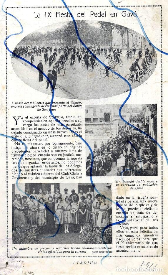 Coleccionismo de Revistas y Peri&oacute;dicos: CICLISMO 1921 GAVA IX FIESTA DEL PEDAL HOJA REVISTA