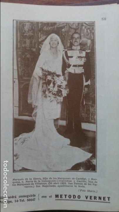 Colecionismo de Revistas e Jornais: BODA MARQUES DE LA SIERRA Y MARIA DE LA CONCEPCION COVARRUBIAS Y CASTILLO MADRID .HOJA A&Ntilde;O 1928