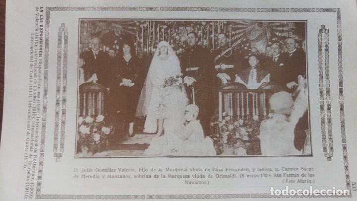 Collection Magazines and Newspapers: BODA JULIO GONZALEZ VALERIO Y CARMEN SAENZ DE HEREDIA Y MANZANARES MADRID .HOJA REVISTA A&Ntilde;O 1928