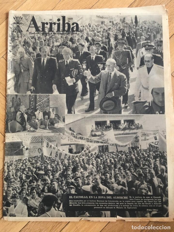 Sammeln von Zeitschriften und Zeitungen: ARRIBA (6-10-56) BADAJOZ ALBERCHE FRANCO LITRI LUIS GARCIA BUSTAMANTE COSTA BRAVA PALAFRUGELL CIJARA