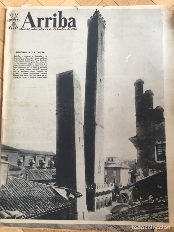 Sammeln von Zeitschriften und Zeitungen: ARRIBA(12-12-56)VIGO BOLONIA PORT SAID CONCENTRACION PARCELARIA ARAGON MANCHESTER UNITED REAL MADRID