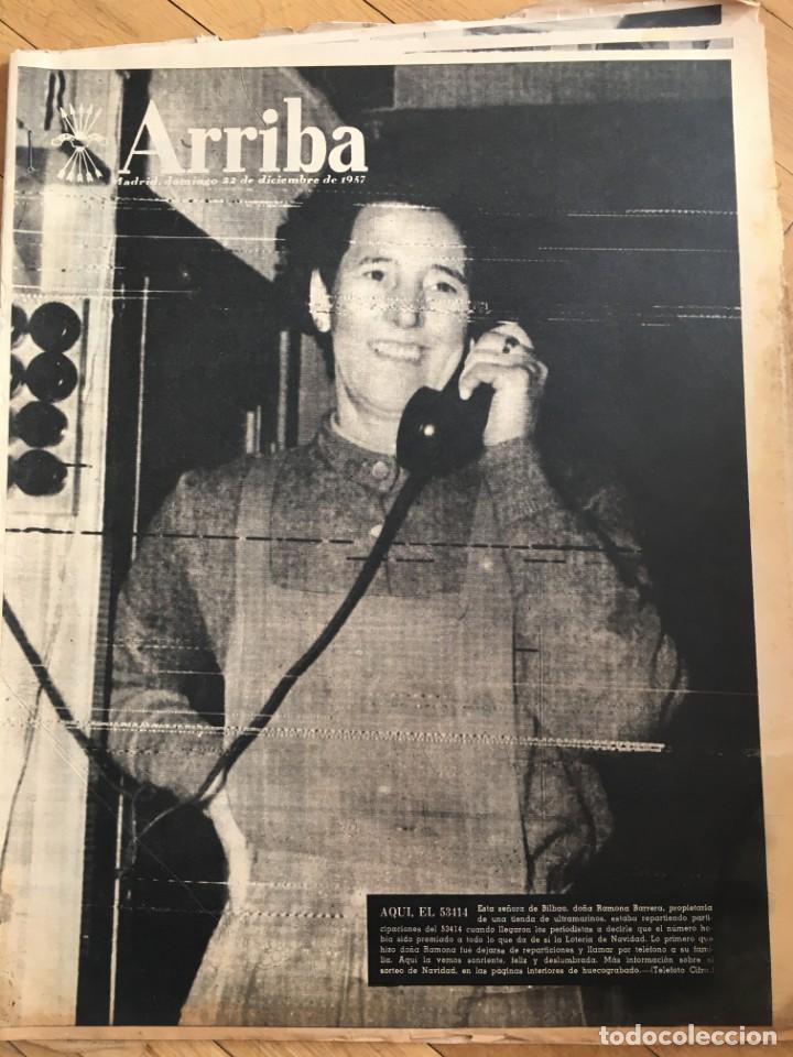Sammeln von Zeitschriften und Zeitungen: ARRIBA (22-12-57) GORDO DE NAVIDAD FALANGE IFNI PRESUPUESTOS GENERALES REAL MADRID ATLETICO MADRID