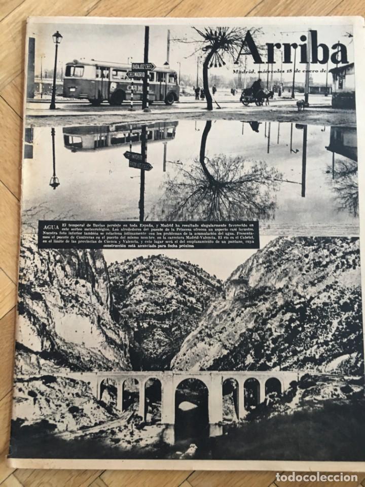 Sammeln von Zeitschriften und Zeitungen: ARRIBA (18-1-56) PUERTO CONTRERAS KUBISTCHEK XXVI RALLYE MONTECARLO ONU SANDY SADDLER PLAZA CASTILLA