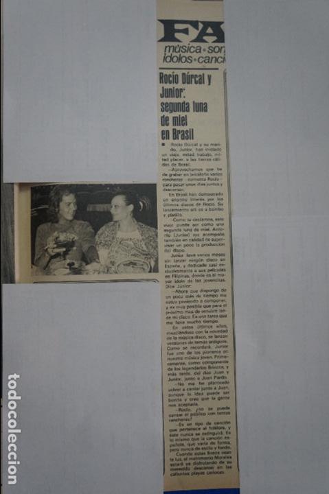 Coleccionismo de Revistas y Peri&oacute;dicos: RECORTE REPORTAJE CLIPPING DE ROCIO DURCAL Y JUNIOR REVISTA SEMANA N&ordm; 2098 PAG 105 L53