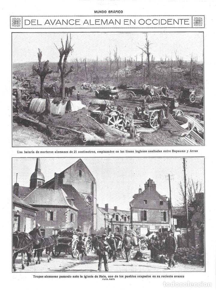 Coleccionismo de Revistas y Peri&oacute;dicos: 1918 HOJA REVISTA PRIMERA GUERRA MUNDIAL AVANCE ALEM&Aacute;N OCCIDENTE BATER&Iacute;A DE MORTEROS TROPAS ALEMANAS
