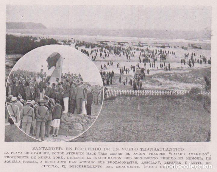Collezionismo di Riviste e Giornali: * SANTANDER, Oyambre* Monumento al avi&oacute;n franc&eacute;s P&aacute;jaro Amarillo. - 1929