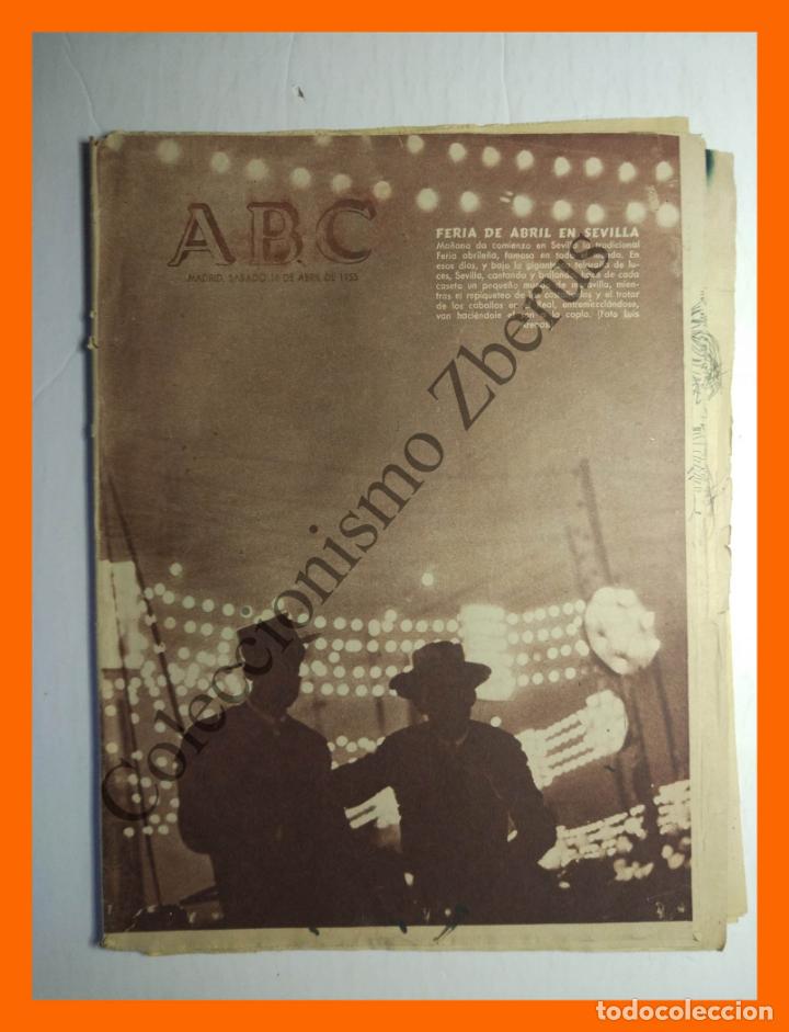 Coleccionismo de Revistas y Peri&oacute;dicos: ABC 16 Abril 1955 - Portada: Feria de Abril en Sevilla; Cincuentenario de Juan Varela; Velazquez