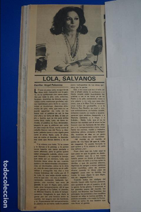 Coleccionismo de Revistas y Peri&oacute;dicos: RECORTE REPORTAJE CLIPPING DE LOLA FLORES REVISTA SEMANA N&ordm; 2089 PAG 66 L 49