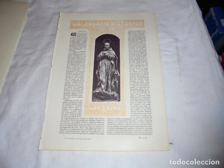Colecionismo de Revistas e Jornais: CALENDARIO HISTORICO.SAN BRUNO.HOJA DE REVISTA BLANCO Y NEGRO 1902