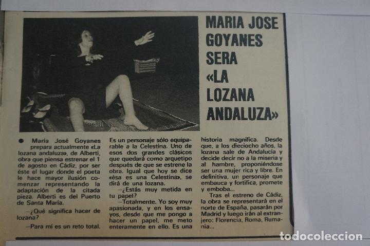 Coleccionismo de Revistas y Peri&oacute;dicos: RECORTE REPORTAJE CLIPPING DE M&ordf; JOSE GOYANES LA LOZANA ANDALUZA REVISTA SEMANA N&ordm; 2108 PAG 19 L60