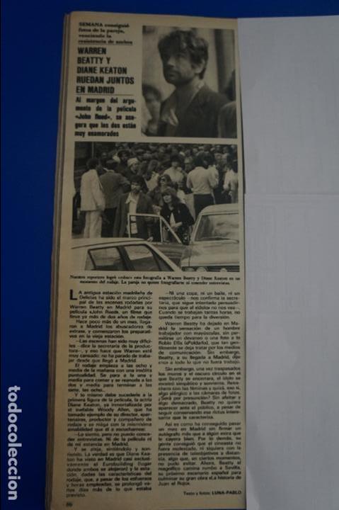 Coleccionismo de Revistas y Peri&oacute;dicos: RECORTE REPORTAJE CLIPPING DE WARREN BEATTY Y DIANE KEATON REVISTA SEMANA N&ordm; 2108 PAG 86 L60