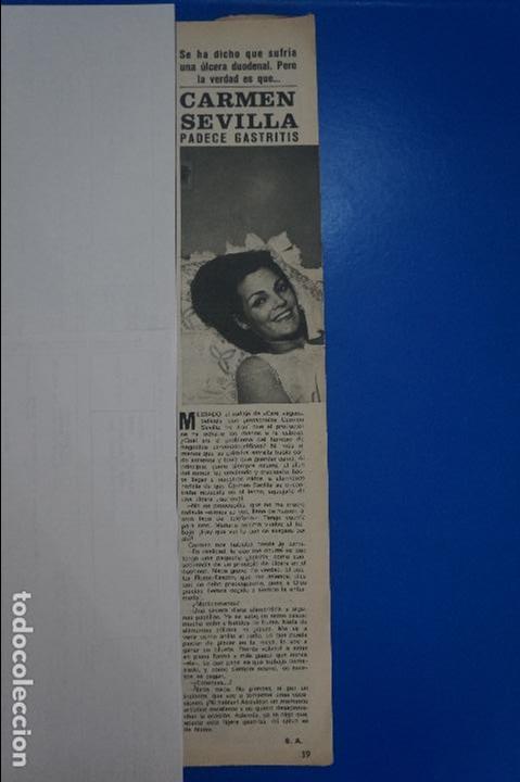Coleccionismo de Revistas y Peri&oacute;dicos: RECORTE REPORTAJE CLIPPING DE CARMEN SEVILLA REVISTA SEMANA N&ordm; 1655 PAG 19