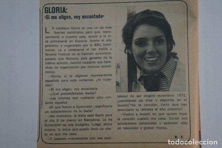 Coleccionismo de Revistas y Peri&oacute;dicos: RECORTE REPORTAJE CLIPPING DE GLORIA EUROVISION 1972 REVISTA SEMANA N&ordm; 1660 PAG 8 L55