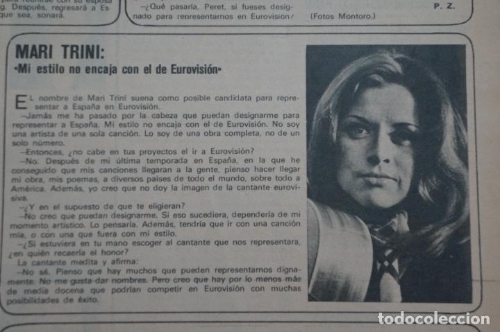 Coleccionismo de Revistas y Peri&oacute;dicos: RECORTE REPORTAJE CLIPPING DE MARI TRINI EUROVISION 1972 REVISTA SEMANA N&ordm; 1660 PAG 9 L55