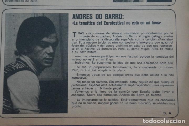 Coleccionismo de Revistas y Peri&oacute;dicos: RECORTE REPORTAJE CLIPPING DE ANDRES DO BARRO EUROVISION 1972 REVISTA SEMANA N&ordm; 1660 PAG 9 L55