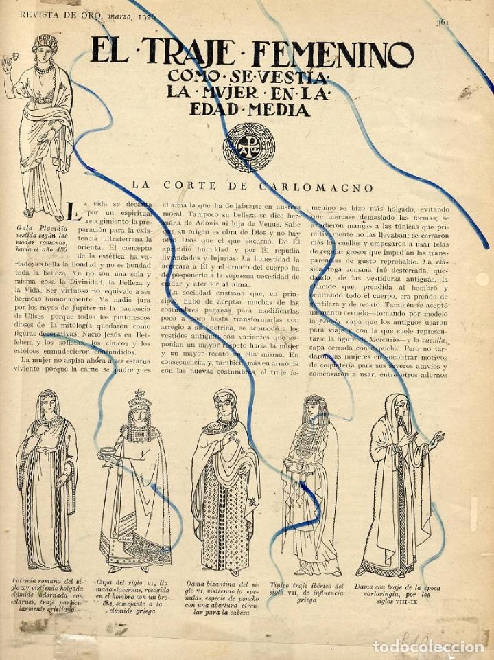 Coleccionismo de Revistas y Peri&oacute;dicos: EL TRAJE FEMENINO 1926  EDAD MEDIA   6 HOJAS REVISTA