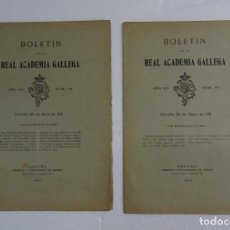 Coleccionismo de Revistas y Periódicos: GALICIA BOLETIN REAL ACADEMIA GALLEGA 59 Y 60 1912 IMPRESORES GALLEGOS LINAJES GALICIANOS CANTARES