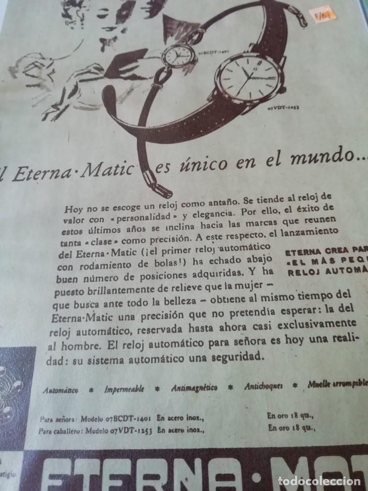 Coleccionismo de Revistas y Peri&oacute;dicos: Anuncio reloj Eterna Matic de 1957 en recorte (R4440) 1 p&aacute;gina de diario ABC de ese a&ntilde;o