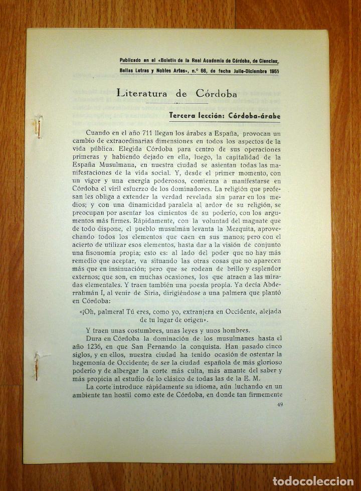 Sammeln von Zeitschriften und Zeitungen: CAMACHO PADILLA, Jos&eacute; Manuel. Literatura de C&oacute;rdoba. Tercera Lecci&oacute;n : C&oacute;rdoba-&aacute;rabe : [Separata]