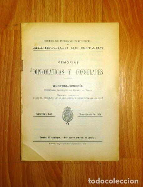 Sammeln von Zeitschriften und Zeitungen: MEMORIAS DIPLOM&Aacute;TICAS Y CONSULARES. AUSTRIA-HUNGR&Iacute;A : Memoria comercial sobre el comercio de la mona