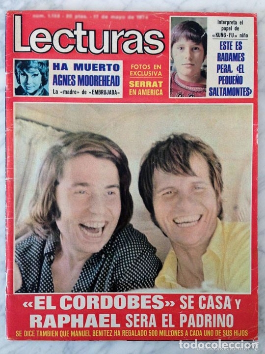 Coleccionismo de Revistas y Peri&oacute;dicos: LECTURAS - 1974 - RAPHAEL Y EL CORDOB&Eacute;S, ROC&Iacute;O MART&Iacute;N, J.M. SERRAT, DON CICUTA, JUAN PARDO, J. SAXON