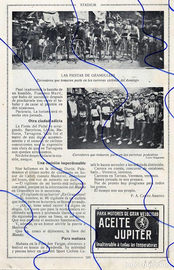 Coleccionismo de Revistas y Peri&oacute;dicos: CICLISMO  1915 FIESTAS DE GRANOLLERS -BARCELONA HOJA REVISTA