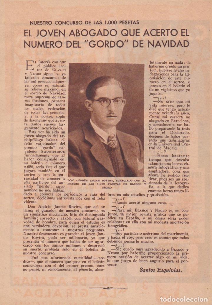 Coleccionismo de revistas y peri&oacute;dicos: * ANDRES JAUME ROVIRA * El joven abogado que acert&oacute; el n&uacute;mero del Gordo de Navidad - 1935