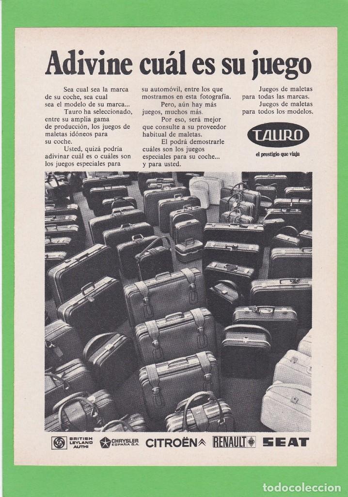 Coleccionismo de Revistas y Peri&oacute;dicos: PUBLICIDAD 1972. ANUNCIO MALETAS TAURO