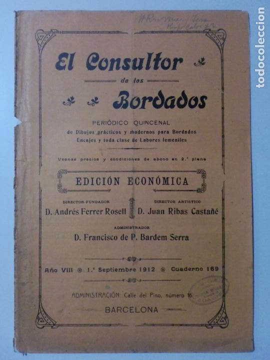 Collezionismo di Riviste e Giornali: ENTREGA EL CONSULTOR DE LOS BORDADOS. EDICI&Oacute;N ECON&Oacute;MICA. A&Ntilde;O VIII, 1 SEPTIEMBRE 1912. CUADERNO 169