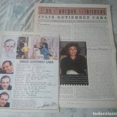 Coleccionismo de Revistas y Periódicos: HERMANOS GUTIÉRREZ CABA. JULIA Y EMILIO. POR FRANCISCO UMBRAL + DECLARACIONES ÍNTIMAS (1992 Y 1994)
