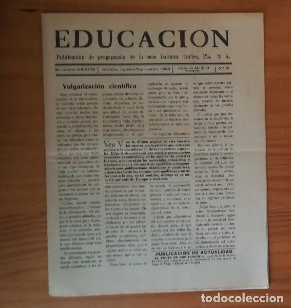 Colecionismo de Revistas e Jornais: EDUCACION 13, PUBLICACION DE PROPAGANDA DE LA CASA DALMAU CARLES PLA, GERONA 1935