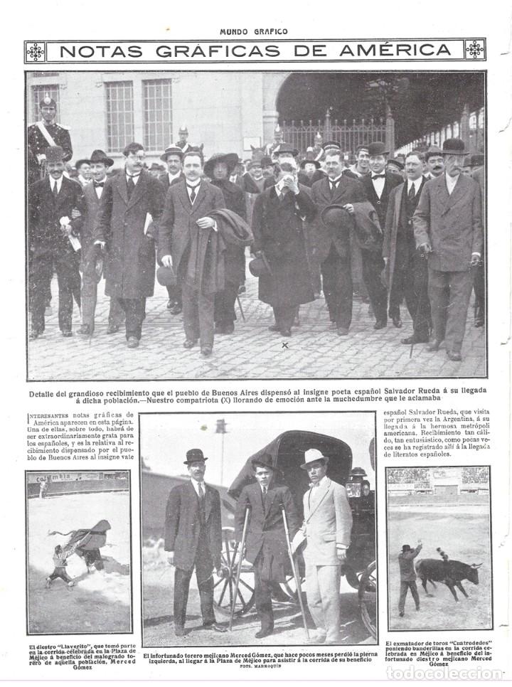 Coleccionismo de revistas y peri&oacute;dicos: 1913 HOJA REVIS BUENOS AIRES POETA ESPA&Ntilde;OL SALVADOR RUEDA -M&Eacute;JICO PLAZA DE TOROS TORERO MERCED G&Oacute;MEZ