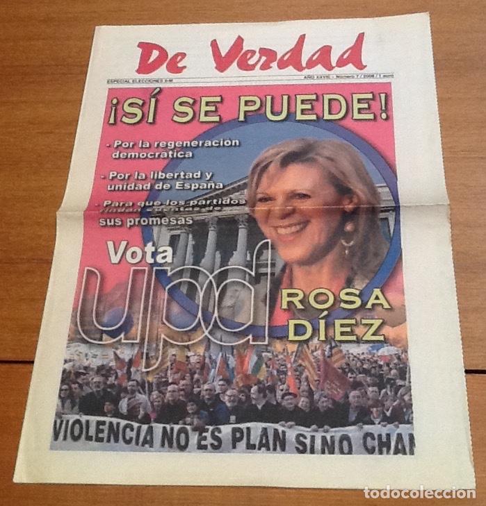 Coleccionismo de revistas y peri&oacute;dicos: De verdad, n&uacute;mero 7, 2008. Edita UCE. Unificaci&oacute;n Comunista de Espa&ntilde;a. Llamamiento a votar Rosa D&iacute;az