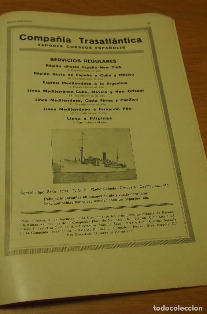 Coleccionismo de revistas y peri&oacute;dicos: Hoja de revista 1927 ~ COMPA&Ntilde;IA TRASMEDITERRANEA ~ Vapores Correos Espa&ntilde;oles ~ Publicidad