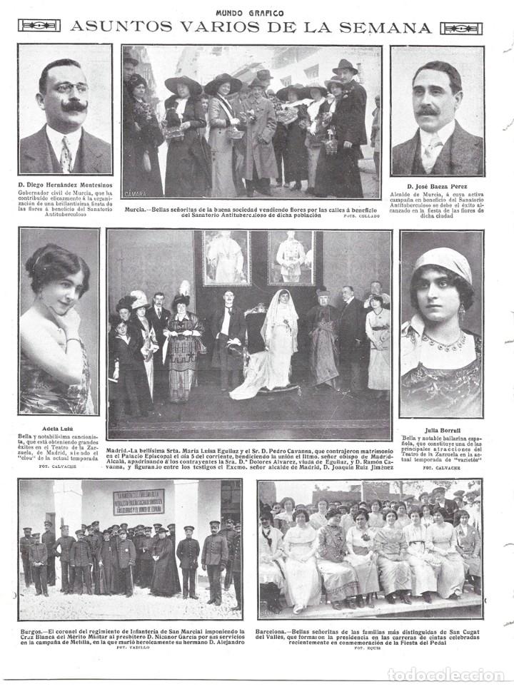 Coleccionismo de Revistas y Peri&oacute;dicos: 1913 HOJA REVISTA BARCELONA SAN CUGAT DEL VALL&Eacute;S CARRERAS DE CINTAS -BURGOS REGIMIENTO DE INFANTER&Iacute;A