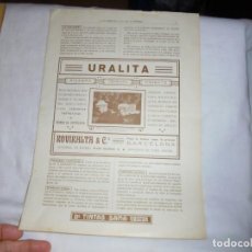 Coleccionismo de Revistas y Periódicos: FABRICA DE URALITA ROVIRALTA BARCELONA .HOJA DE REVISTA IBERICA 1918. Lote 139332754