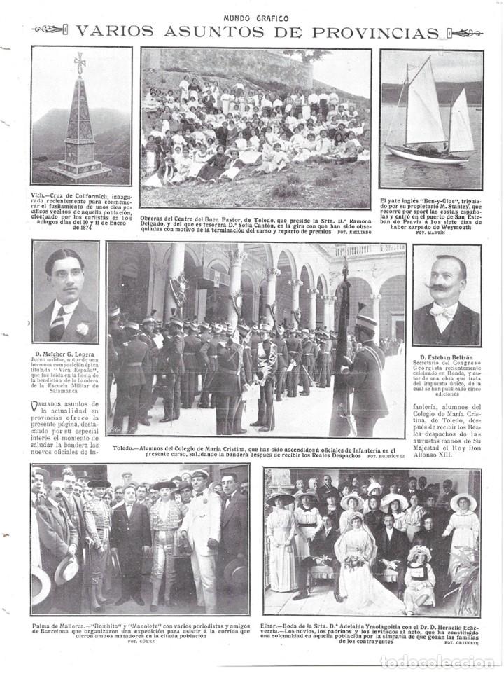 Coleccionismo de Revistas y Peri&oacute;dicos: 1913 HOJA REVISTA PALMA DE MALLORCA TOREROS BOMBITA Y MANOLETE - VICH VIC INAUG. CRUZ DE COLLFORMICH