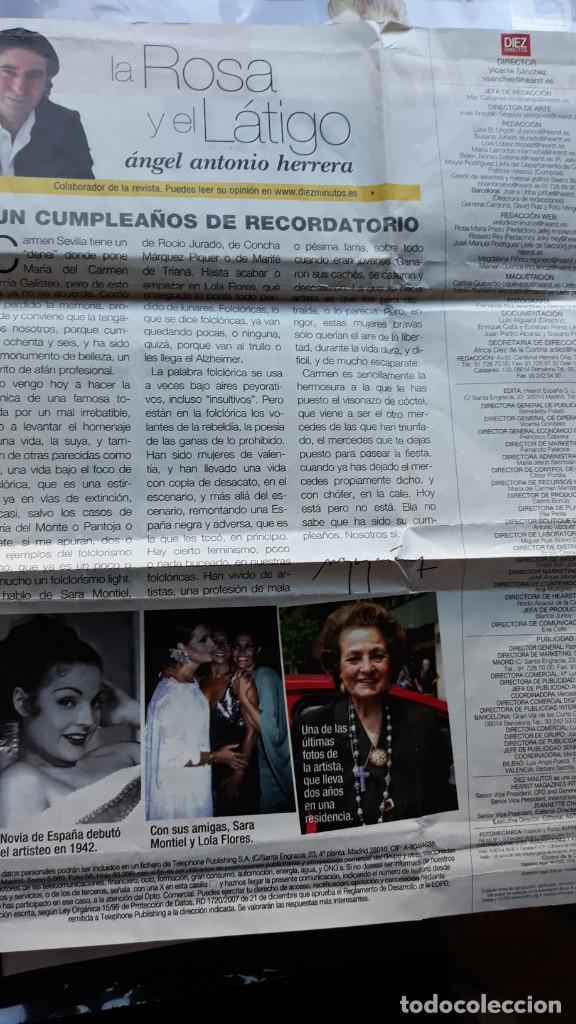 Coleccionismo de Revistas y Peri&oacute;dicos: RECORTE CARMEN SEVILLA LOLA FLORES SARA MONTIEL MELILLA