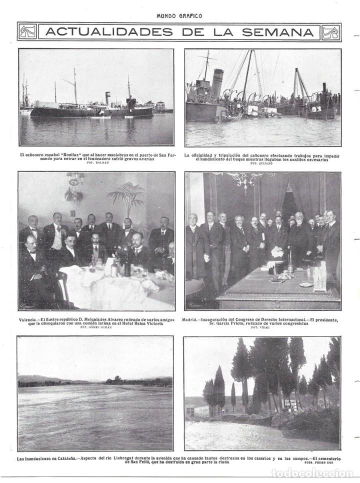 Coleccionismo de revistas y peri&oacute;dicos: 1913 HOJA REVISTA C&Aacute;DIZ SAN FERNANDO SEMI HUNDIMIENTO CA&Ntilde;ONERO BONIFAZ OFICIALES Y TRIPULACI&Oacute;N