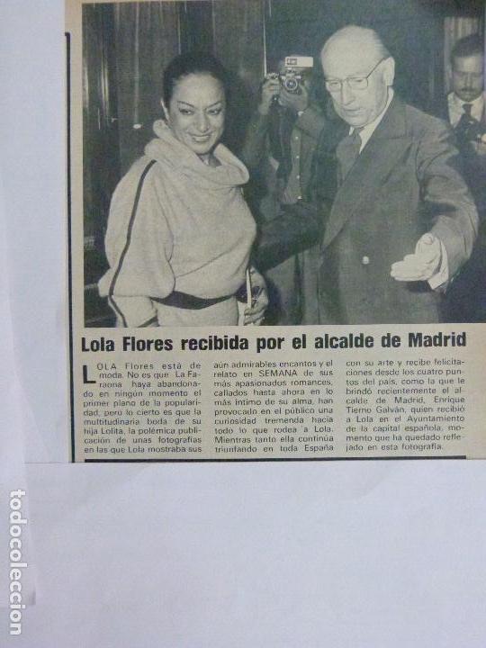 Coleccionismo de Revistas y Peri&oacute;dicos: RECORTE REPORTAJE CLIPPING DE LOLA FLORES ALCALDE MADRID REVISTA SEMANA N&ordm; 2281 P&Aacute;G 33 L65