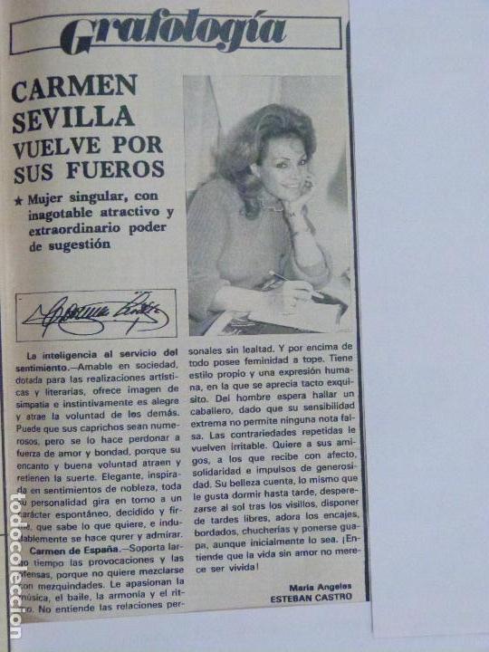 Coleccionismo de Revistas y Peri&oacute;dicos: RECORTE REPORTAJE CLIPPING DE CARMEN SEVILLA REVISTA SEMANA N&ordm; 2247 P&Aacute;G 113 L 43