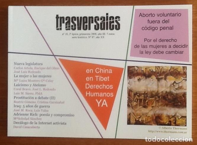Collezionismo di Riviste e Giornali: Trasversales numero 10, 2008. Laicismo y ate&iacute;smo, prostitucion a debate, Adrienne Rich