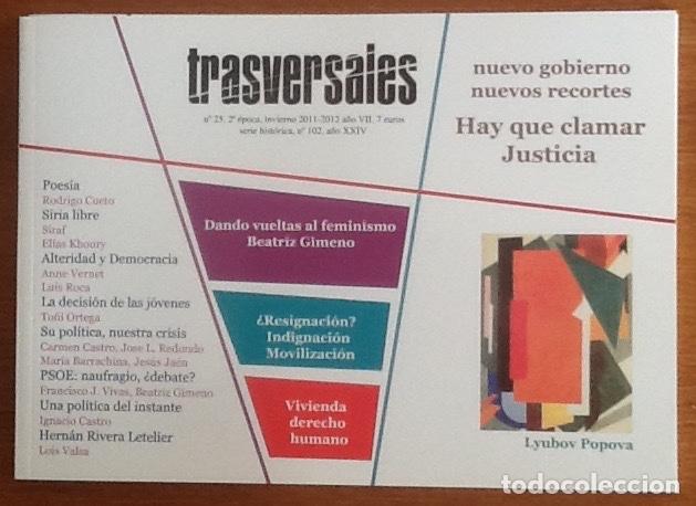 Coleccionismo de revistas y peri&oacute;dicos: Trasversales numero 25, 2012. Anne Vernet, Alteridad y democracia, Siria, Rodrigo Cueto...