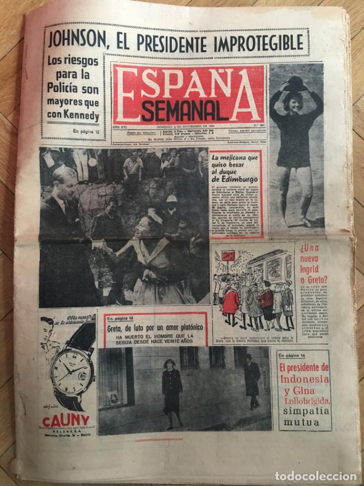Sammeln von Zeitschriften und Zeitungen: ESPA&Ntilde;A SEMANAL (8-11-1964) JOHNSON KENNEDY BARAJAS FARIDA FARUK REY SAUD MADRID