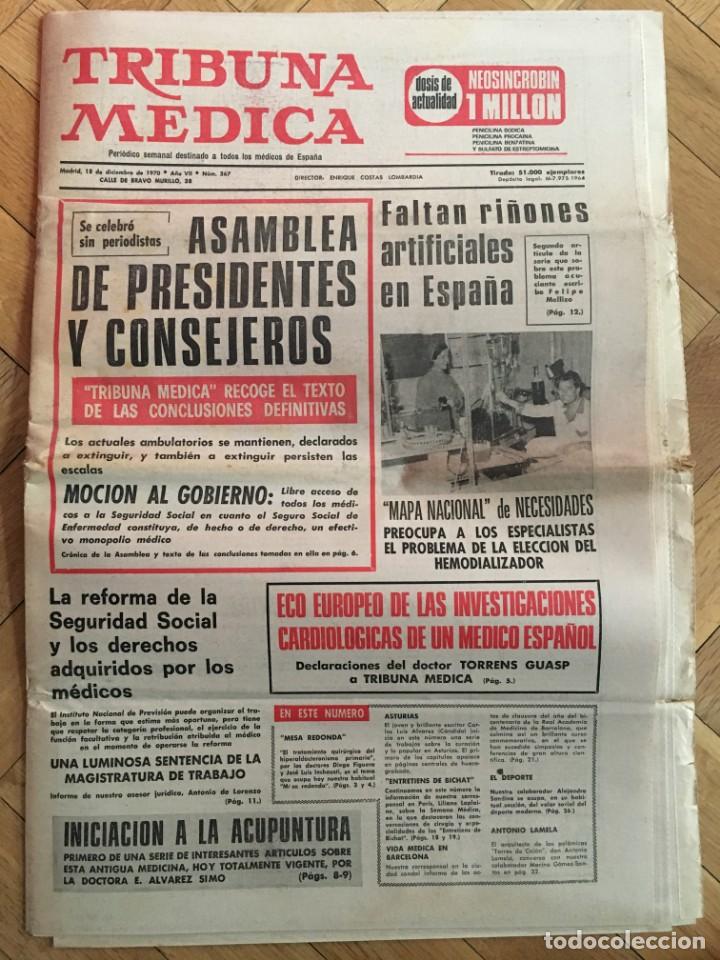 Sammeln von Zeitschriften und Zeitungen: TRIBUNA MEDICA (18-12-1970) ASAMBLEA DE PRESIDENTES Y CONSEJEROS ACUPUNTURA ASTURIAS
