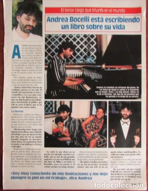 Coleccionismo de Revistas y Peri&oacute;dicos: RECORTE REVISTA SEMANA N&ordm; 3054 1998 ANDREA BOCELLI