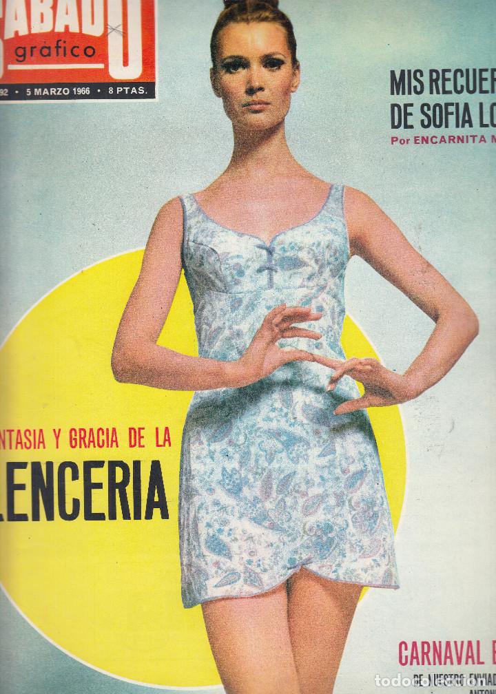 Coleccionismo de Revistas y Peri&oacute;dicos: REVISTA SABADO GRAFICO N&ordm; 492 A&Ntilde;O 1966.CARNAVAL EN RIO.FANTASIA Y GRACIA DE LA LENCERIA.SOFIA LOREN.